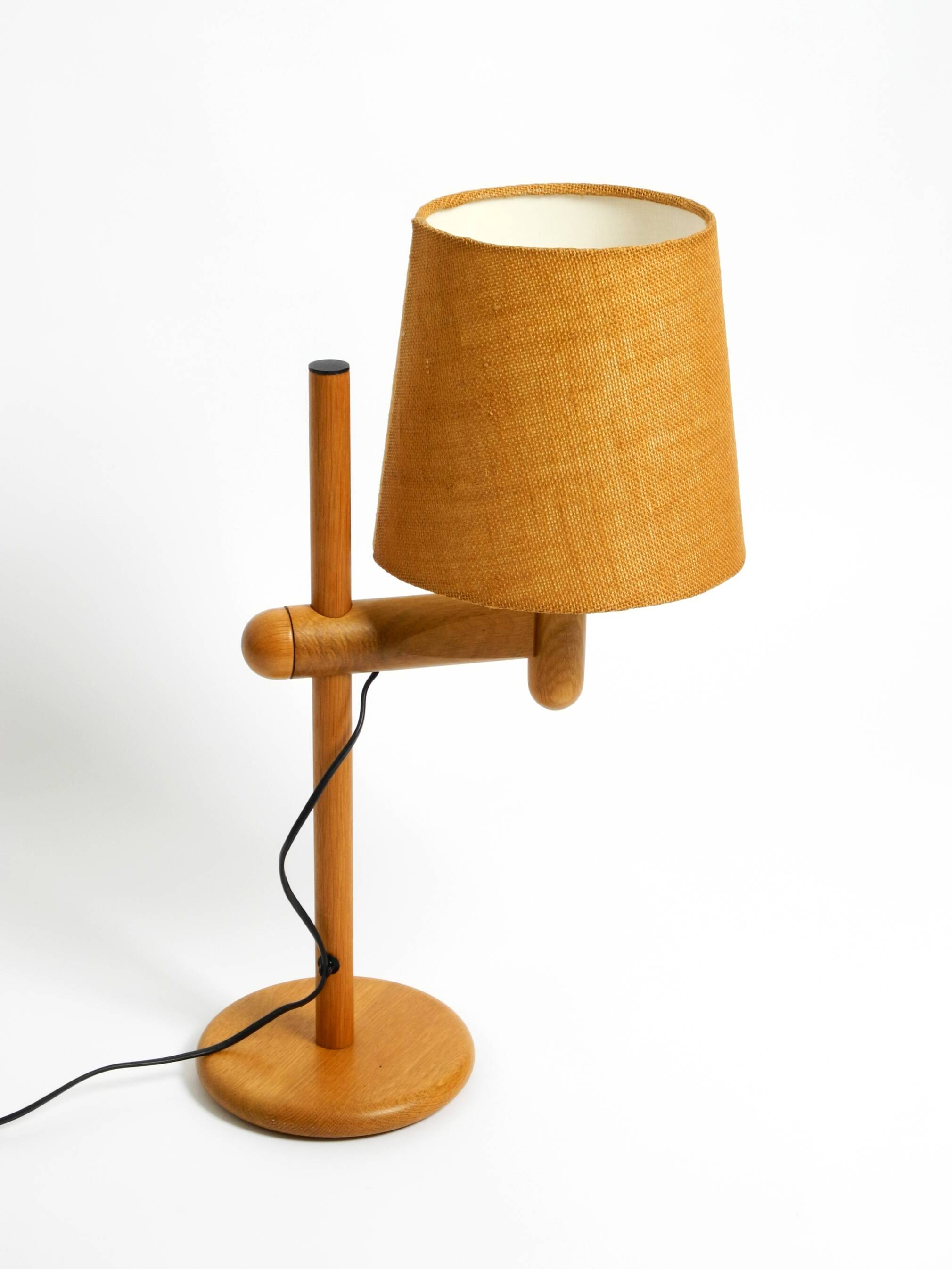 1960s Temde table lamp made of oak wood and with height-adjustable shade