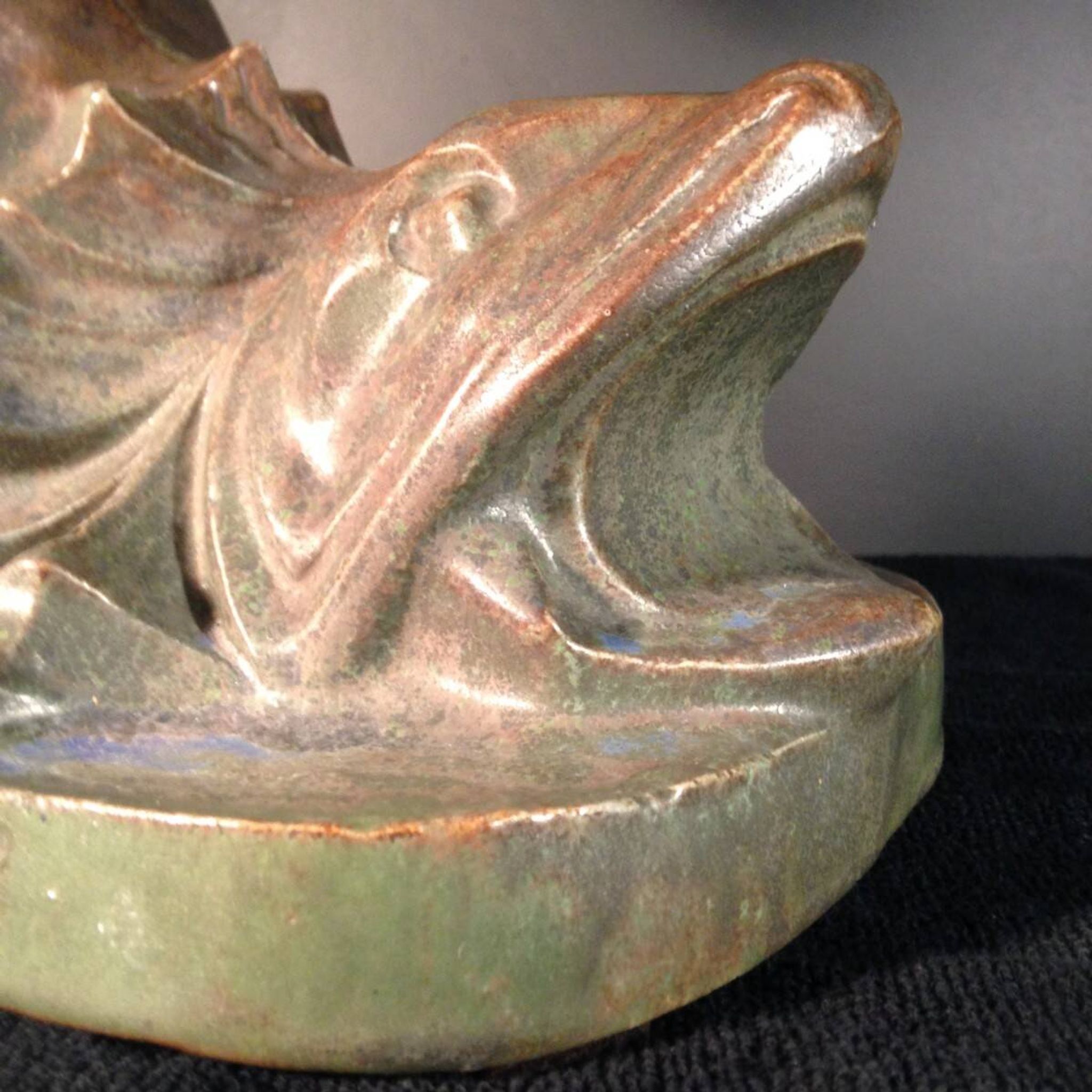 Coupe à fruits au poisson Art Déco,  Roger Guérin, grès de Bouffioulx 1925