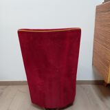 Pair of cabaret armchairs red velvet gold border