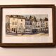 Old watercolour signed marius alamartine "hôtel de la halle" in charlieu