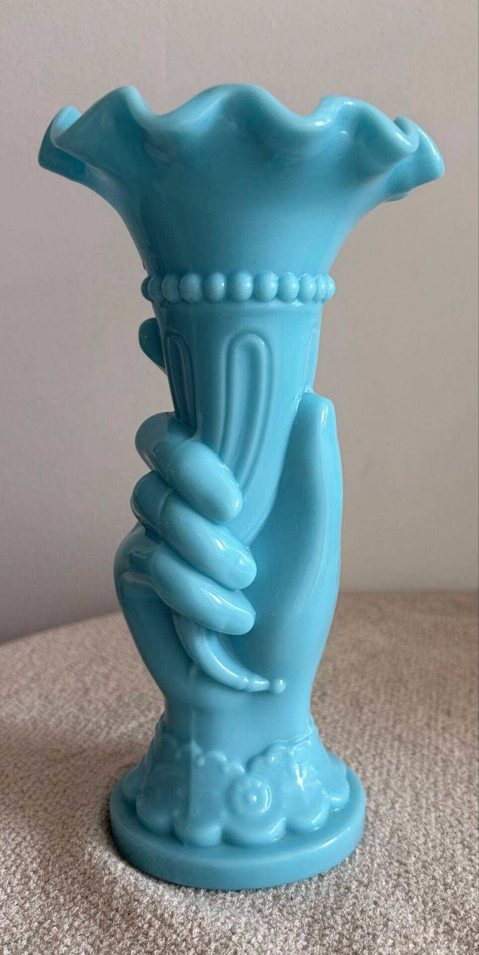 Antique Blue Opaline Hand Vase – Portieux Vallerysthal