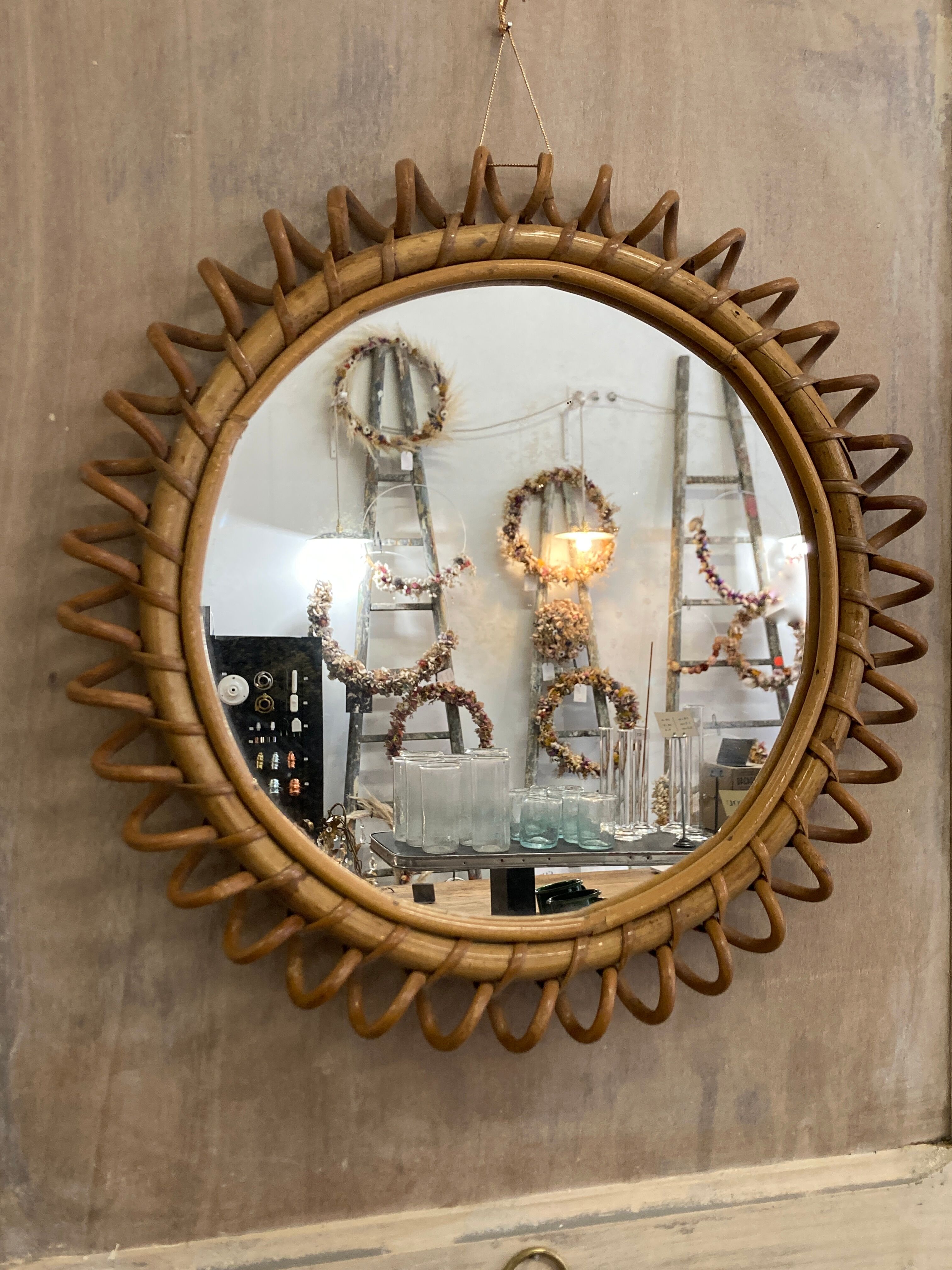 Rattan mirror 40cm