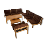 Ancien salon modulable 7 fauteuils et table basse design scandinave des années 60 vintage