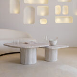 Irregular nesting coffee tables - ATHENA - 70/50 - porous natural travertine