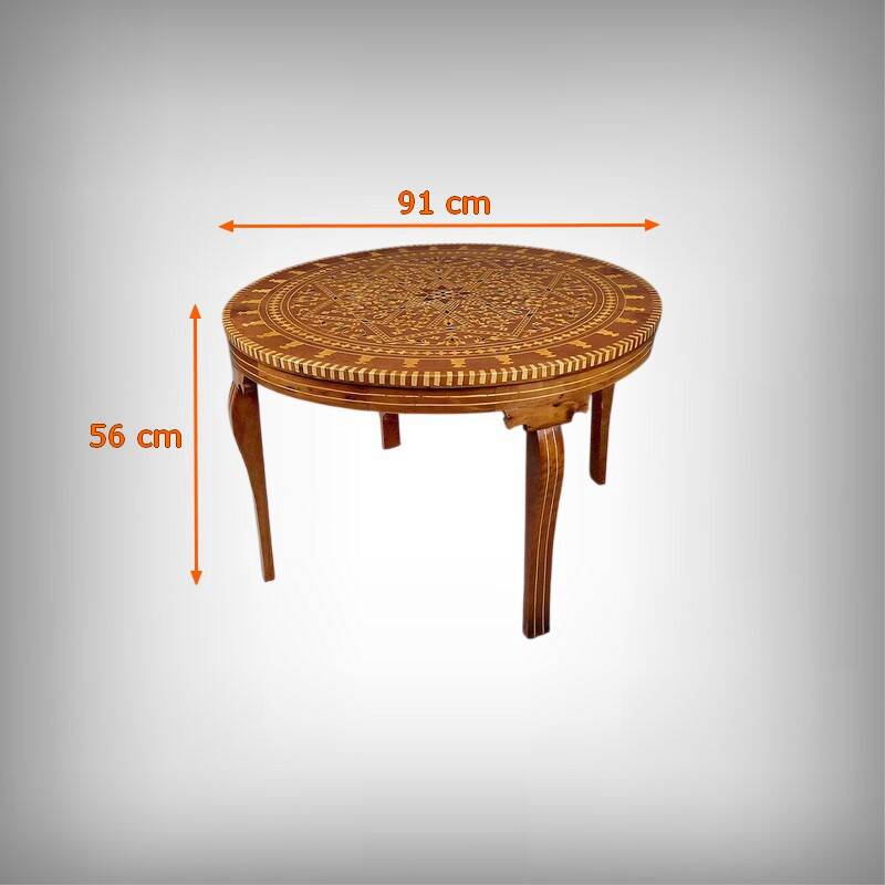 Large Moroccan Tea Table in Marquetry – 20th Century