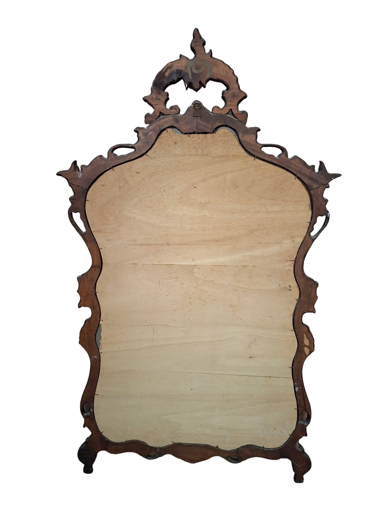 Specchio Antico Originale 1870 In Noce Massello Intagliato Stile Rococò