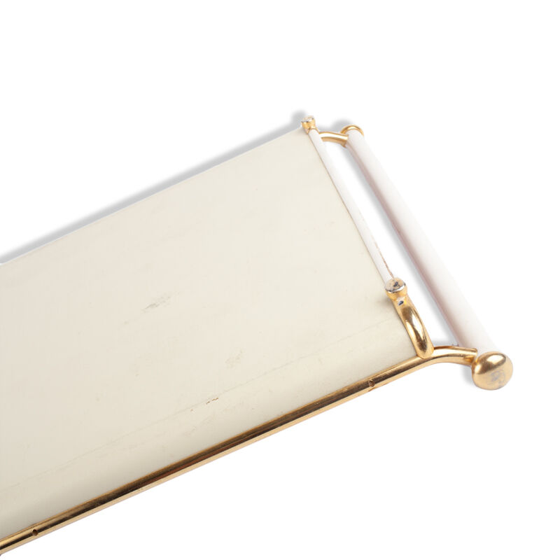 Vintage red gold and white skai serving tray