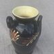 Vintage hand-painted yellow and black glazed ceramic amphora vase