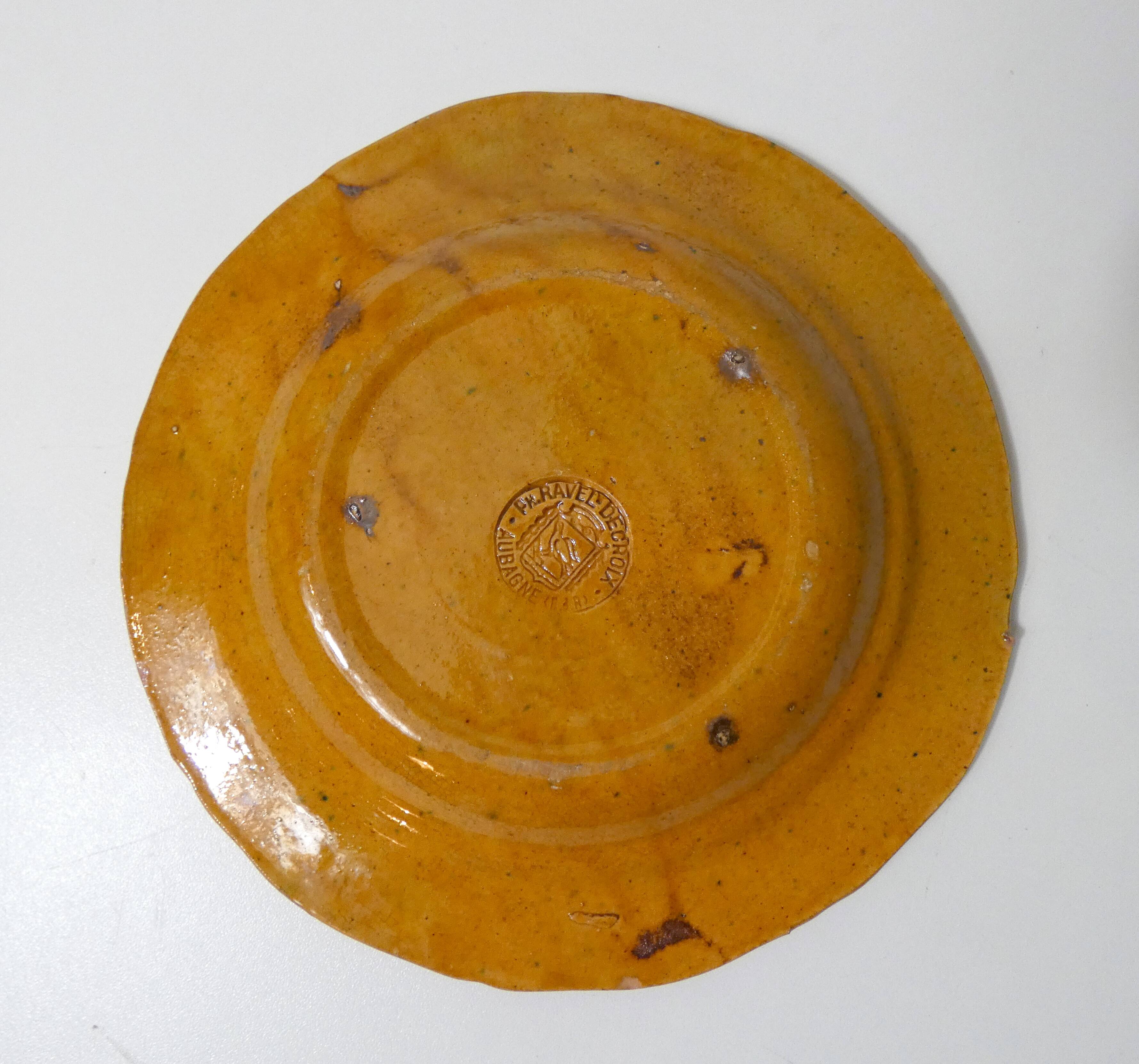 Antique glazed earthenware plate ravel aubagne