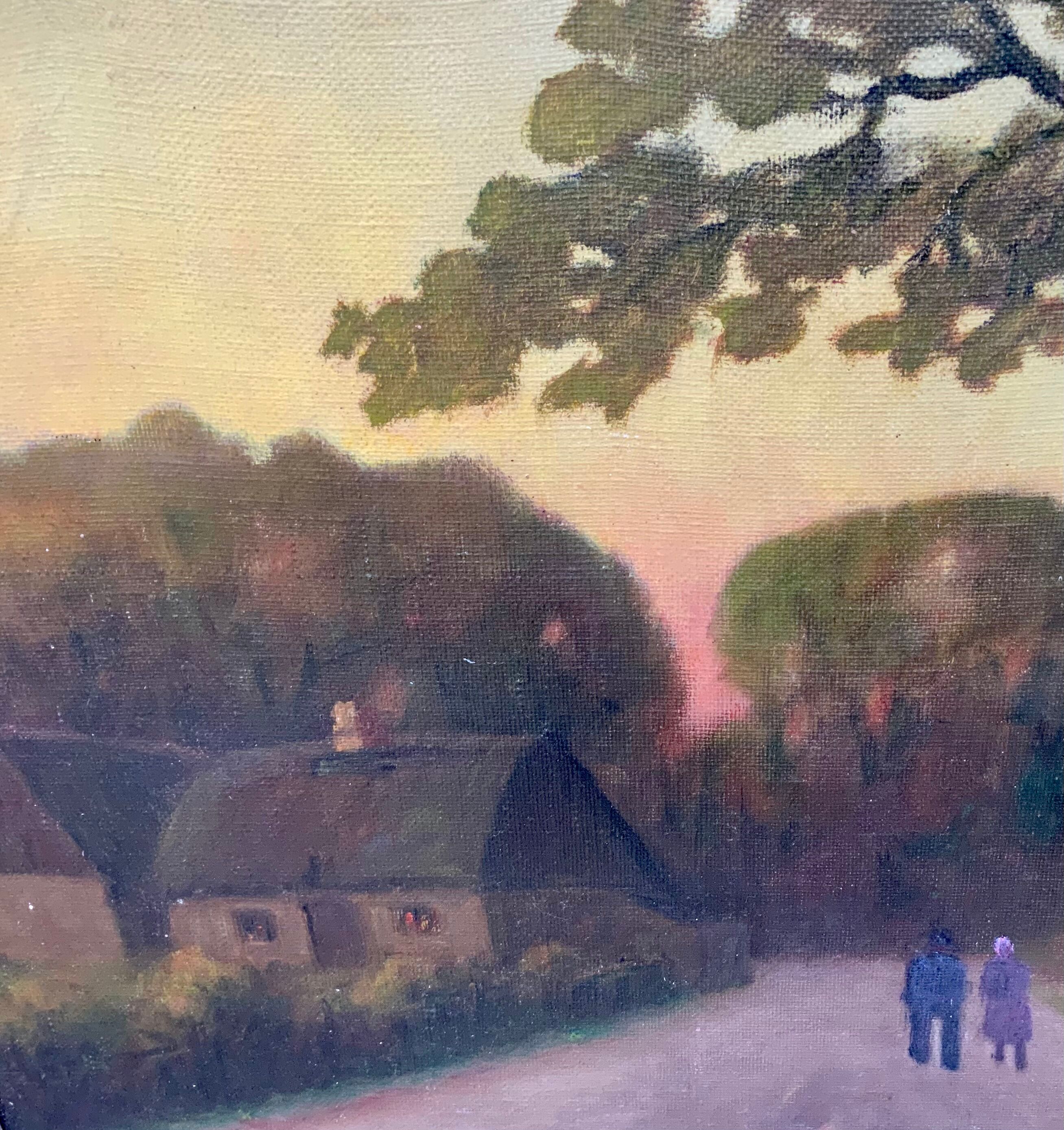 Vintage danish oil on canvas “sunset”, signed by a.takmar 1880-1960