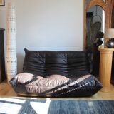 Michel Ducaroy's 2-seater Togo Sofa for Ligne Roset, chocolate leather