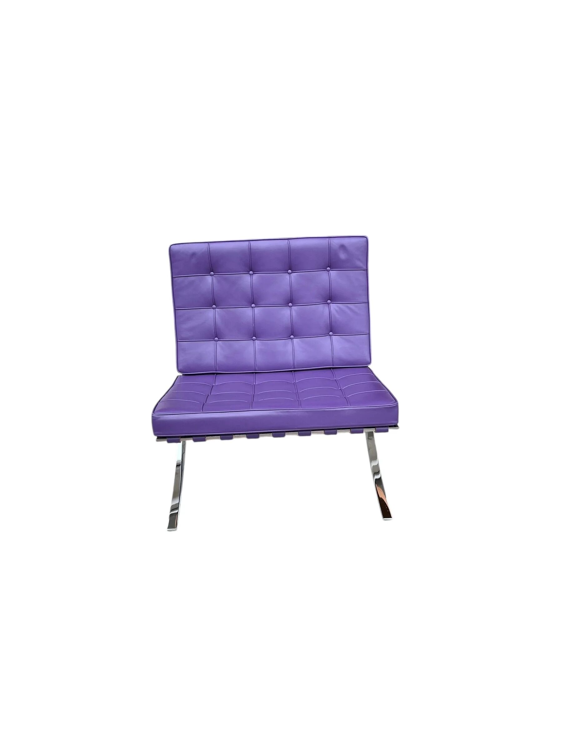 Purple lounge chair Barcelona by Mies van der Rohe for Knoll