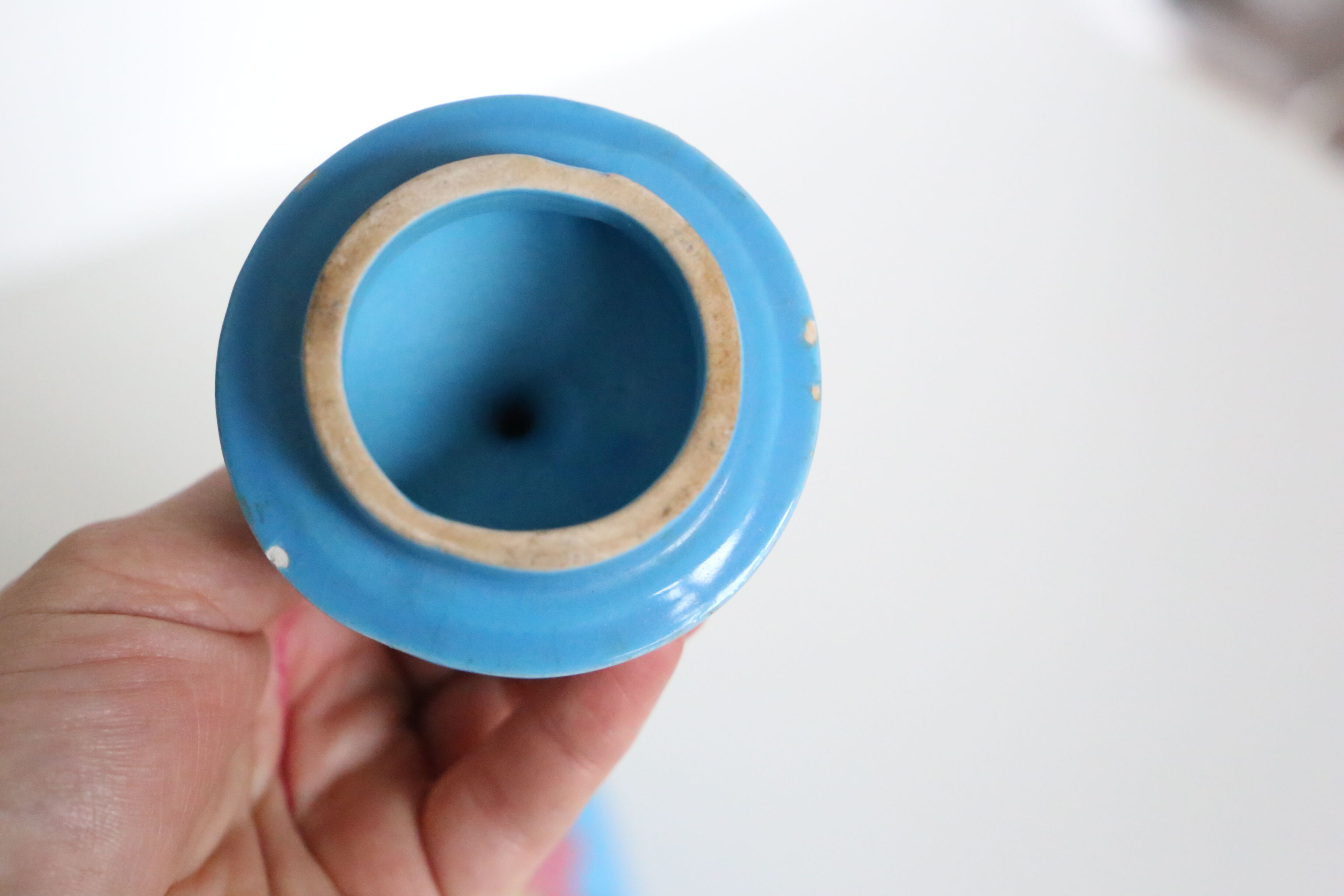 Blue ceramic teapot, vintage