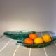 Ravier en verre vintage vert emeraude décor raisins