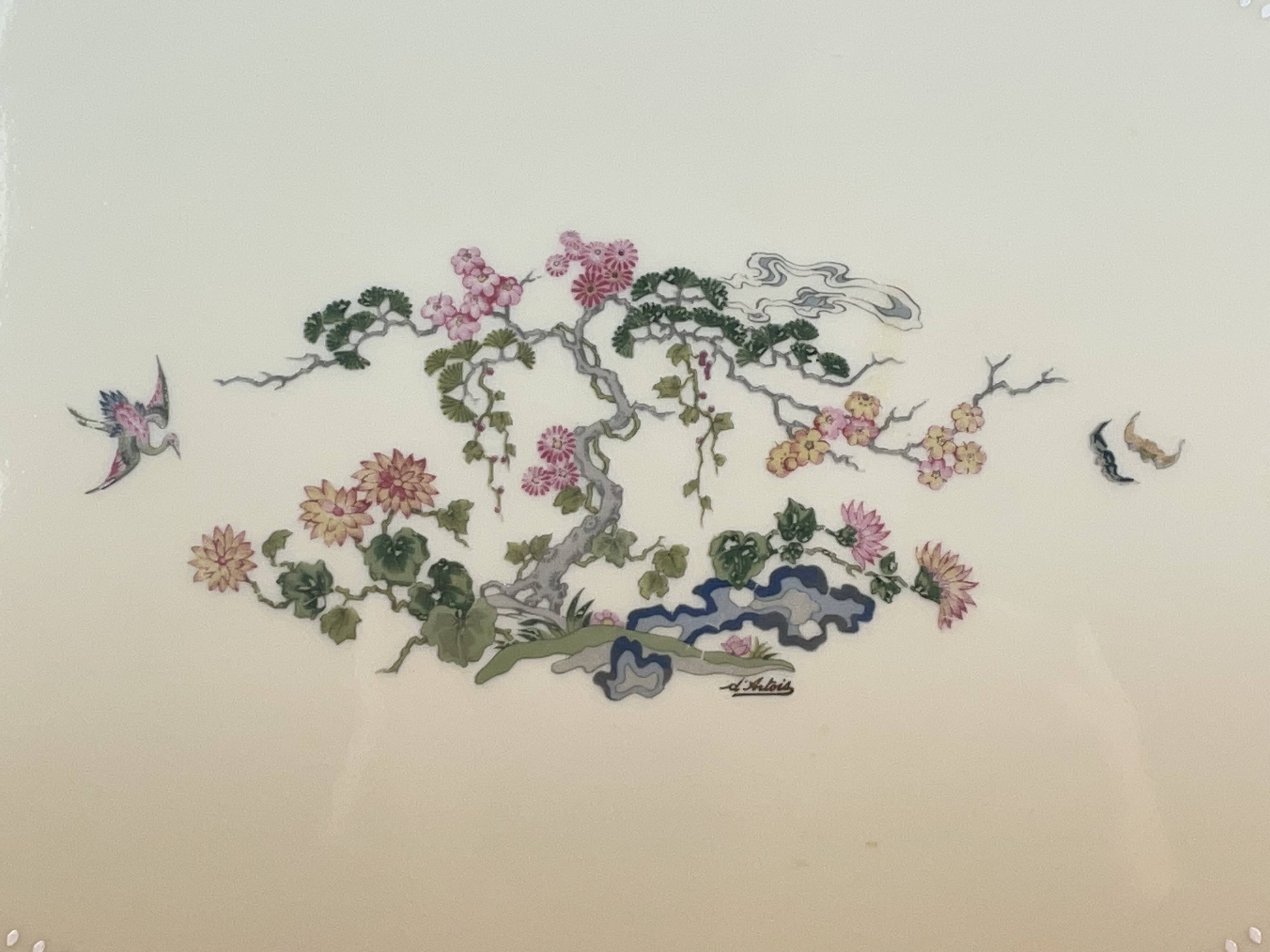 Large oblong dish old fabrique royale limoges signed d'artois 49 cm