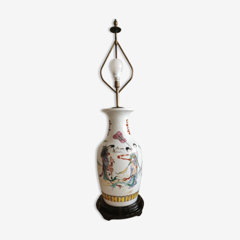 Pied de lampe de lampe 19ème à décor japonisant