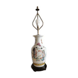 Large 19th lamp lamp foot with Japanese décor