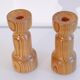 Pair of vintage Scandinavian candle holders in pine 1970
