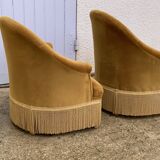 Pair of golden velvet toad armchairs 1970