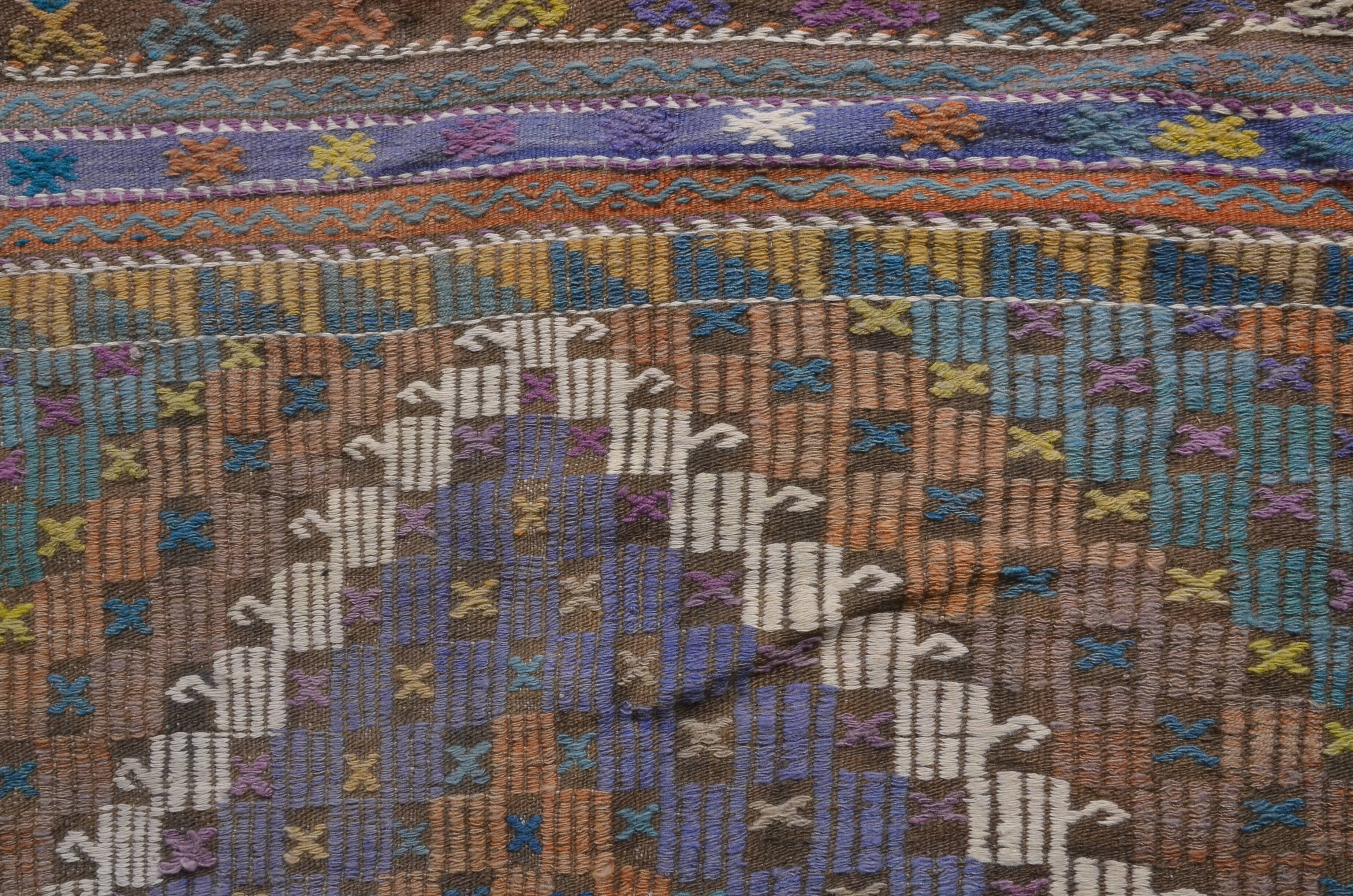 Antique Anatolian Vintage Kilim Rug 1895