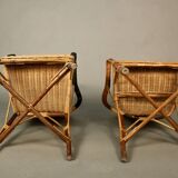2 models vintage rattan armchairs