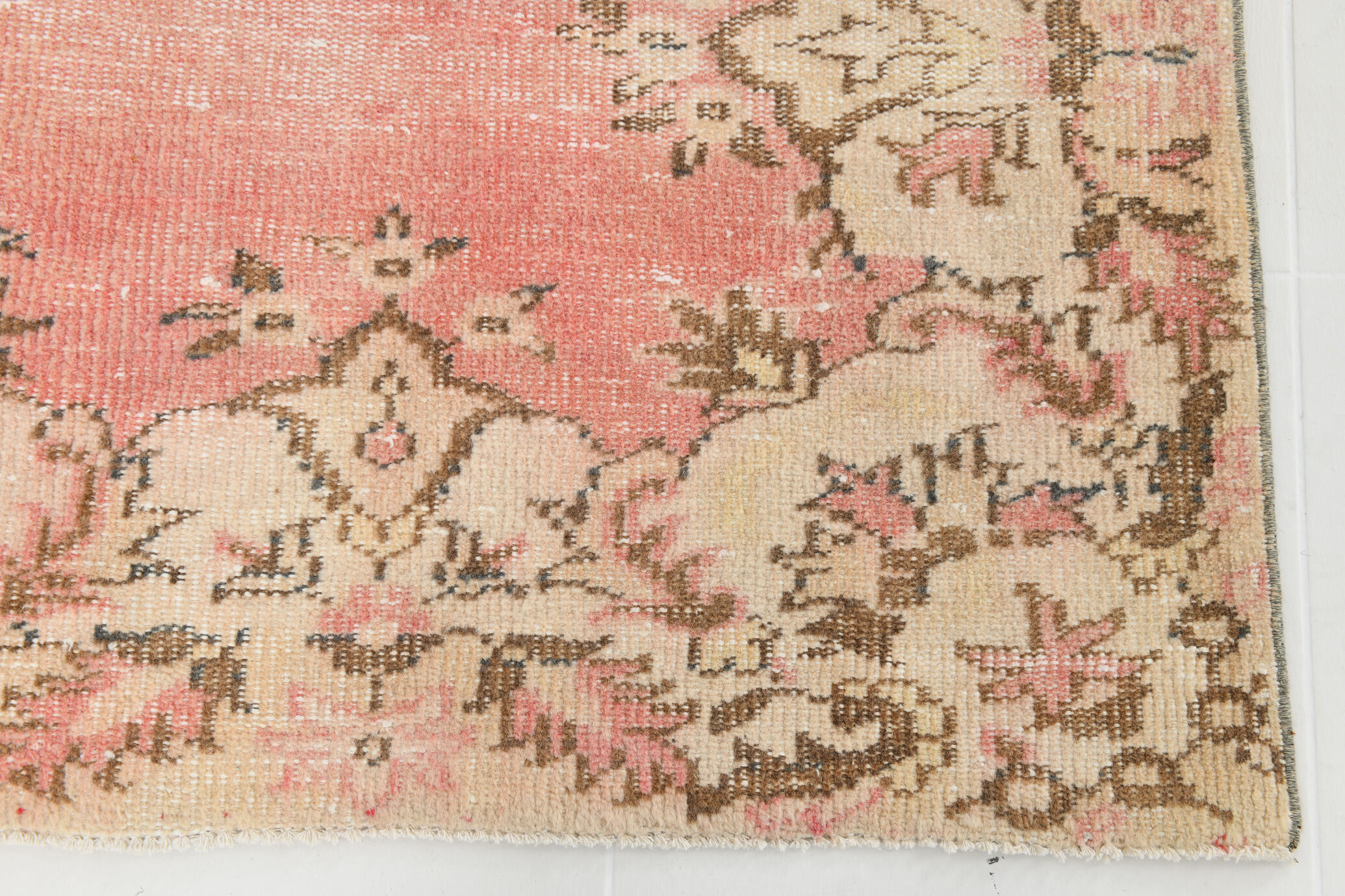 5x10 pink and beige classic turkish rug, 291x163cm