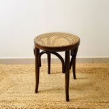 Cane stool in bent wood