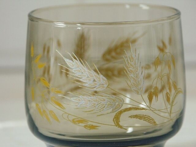 Lot 8 glasses smoked ears of Luminarc wheat 70s