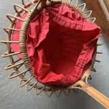 Round rattan worker - pink fabric