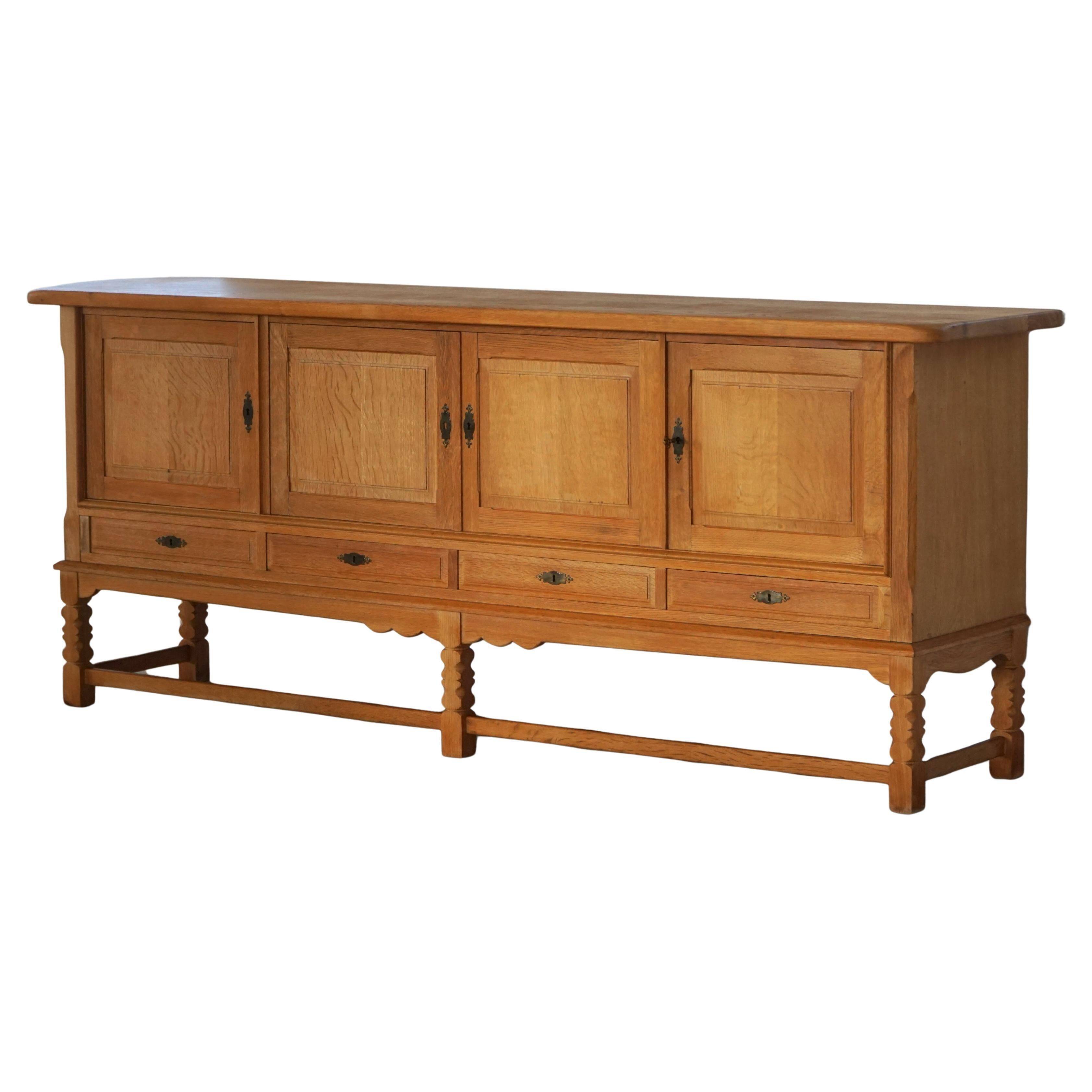 Brutalist Mid-Century Danish Buffet in Oak, Henning Kjærnulf, 1960s
