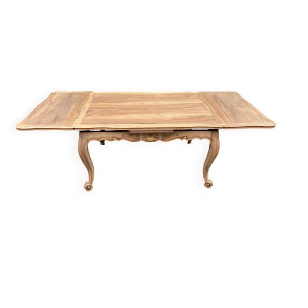 Table à manger Louis XV décapée en noyer massif 1950 240cm