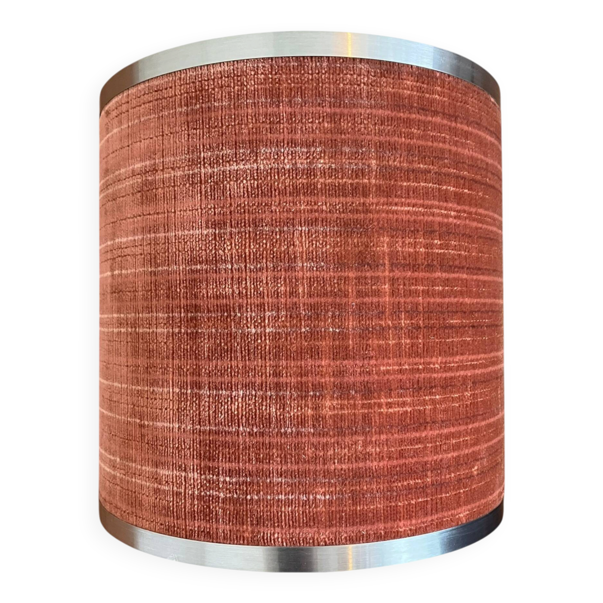 Vintage 70s velvet lampshade with stainless steel finish, 18 cm.