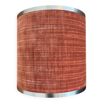 Vintage 70s velvet lampshade with stainless steel finish, 18 cm.