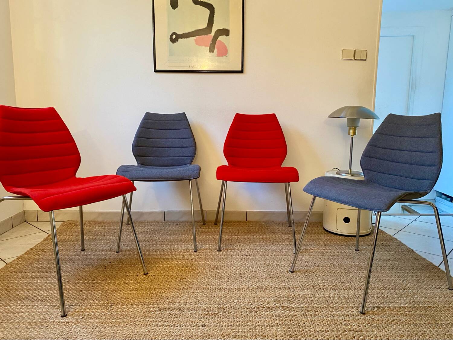 Pair of Kartell Mauï Soft grey chairs, designed by Vico Magistretti