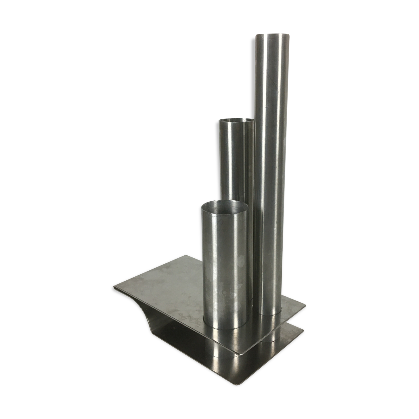 Stainless steel soliflore vase by Rémy Letang 1970