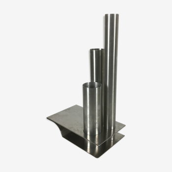 Stainless steel soliflore vase by Rémy Letang 1970