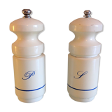 White wood pepper and salt mills by Borel France / vintage 70s