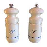 White wood pepper and salt mills by Borel France / vintage 70s