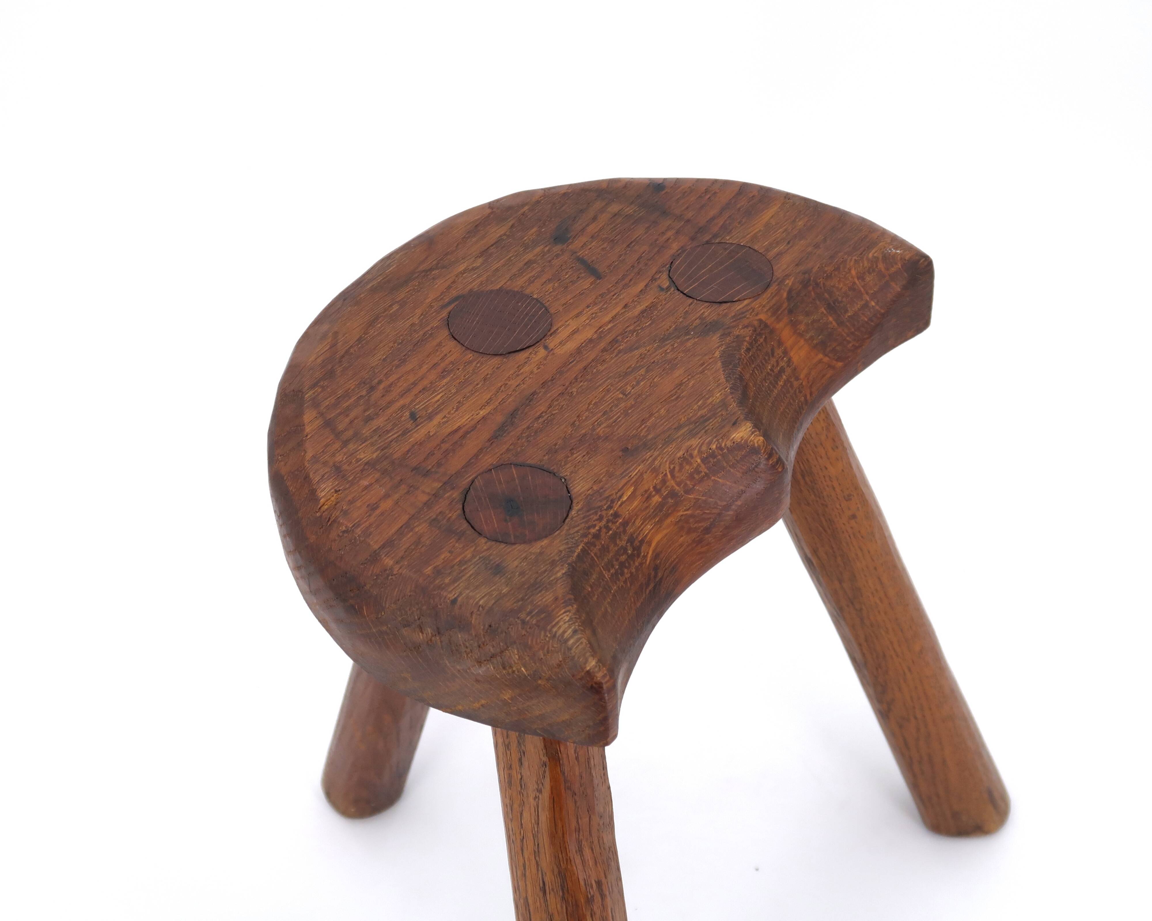 Wooden tripod stool, mountain folk art, 1950s