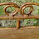 Étagère murale bambou et rotin vintage 1960