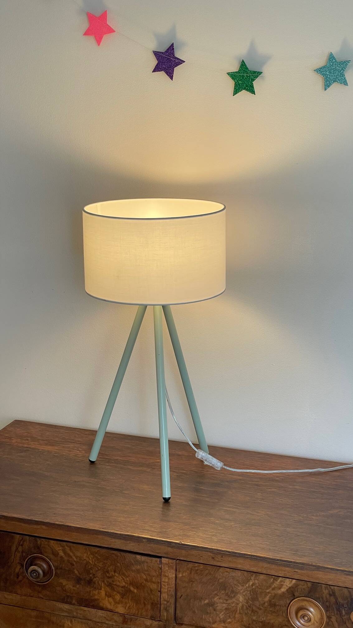 90s Green Metal Tripod Lamp