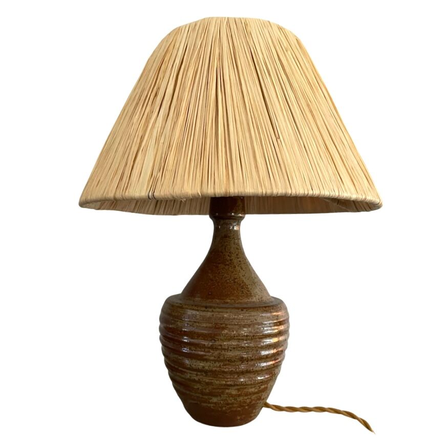 Sandstone lamp and raffia