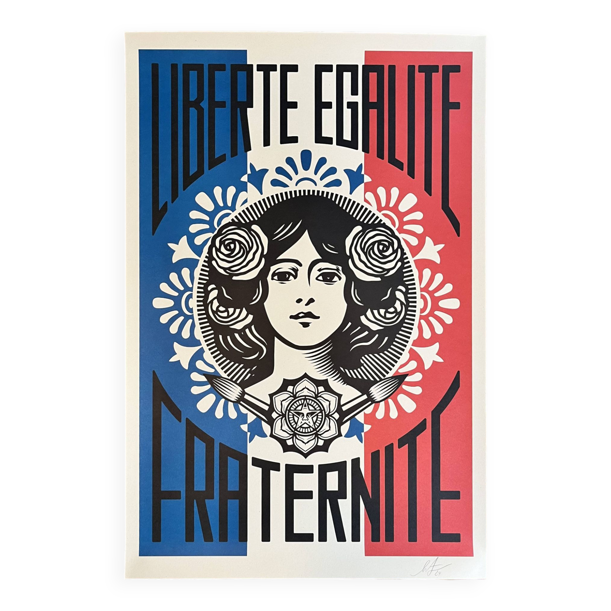 Shepard fairey (obey) - “liberty equality fraternity” screen print 91x61cm