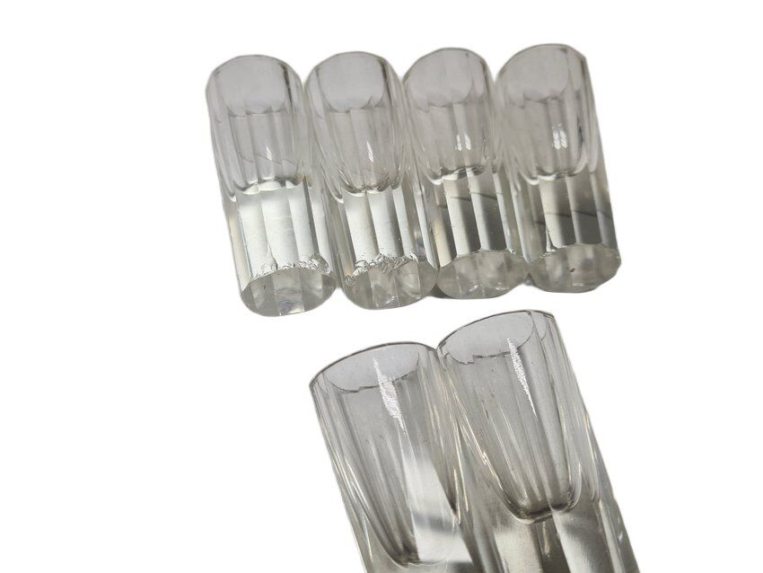 Art Deco vodka shot glasses from Hortensja Glassworks, Poland, 1950s, set of 7