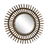 Miroir soleil rotin années 70 - 49cm
