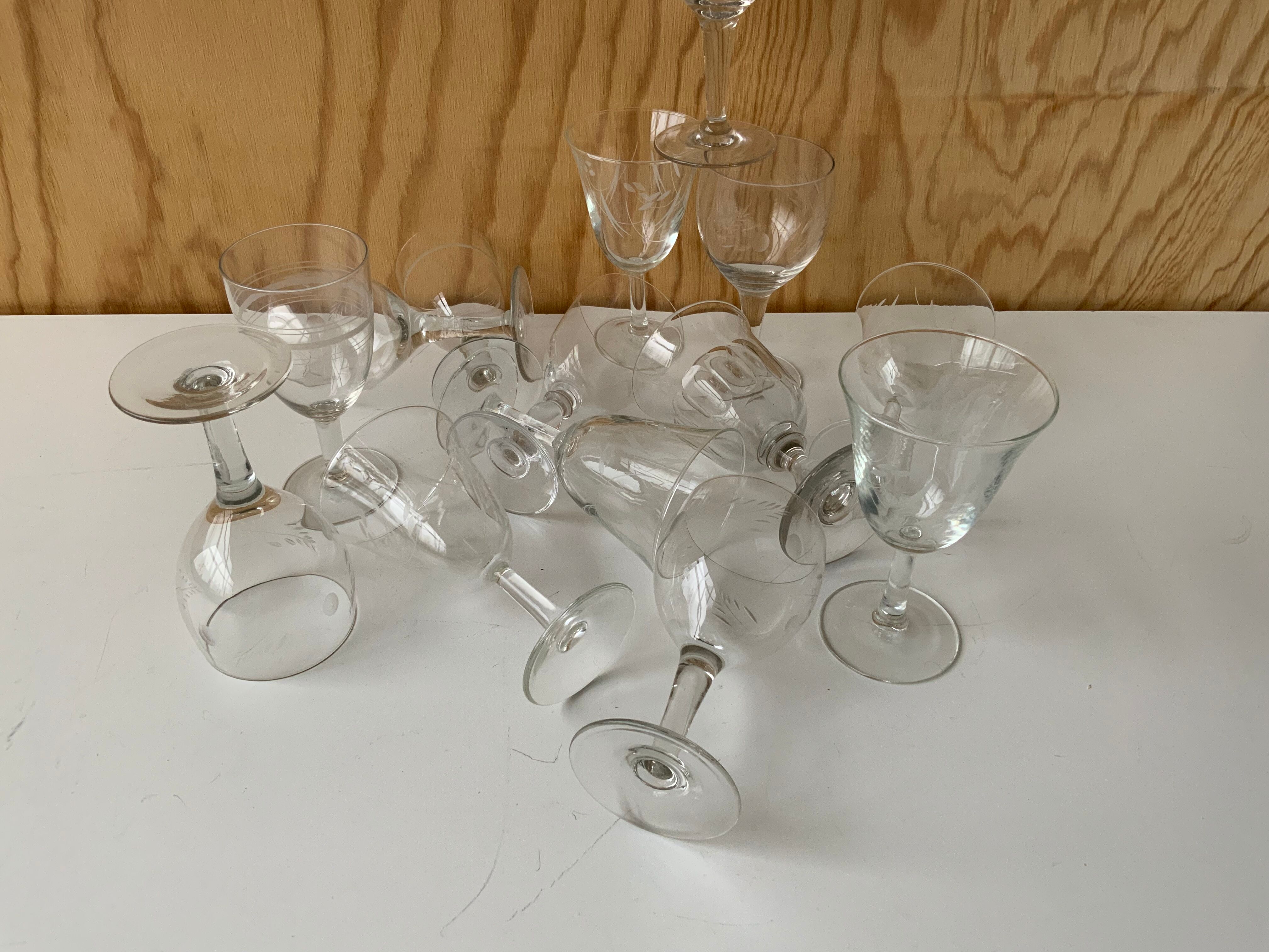 14 antique stemmed glasses