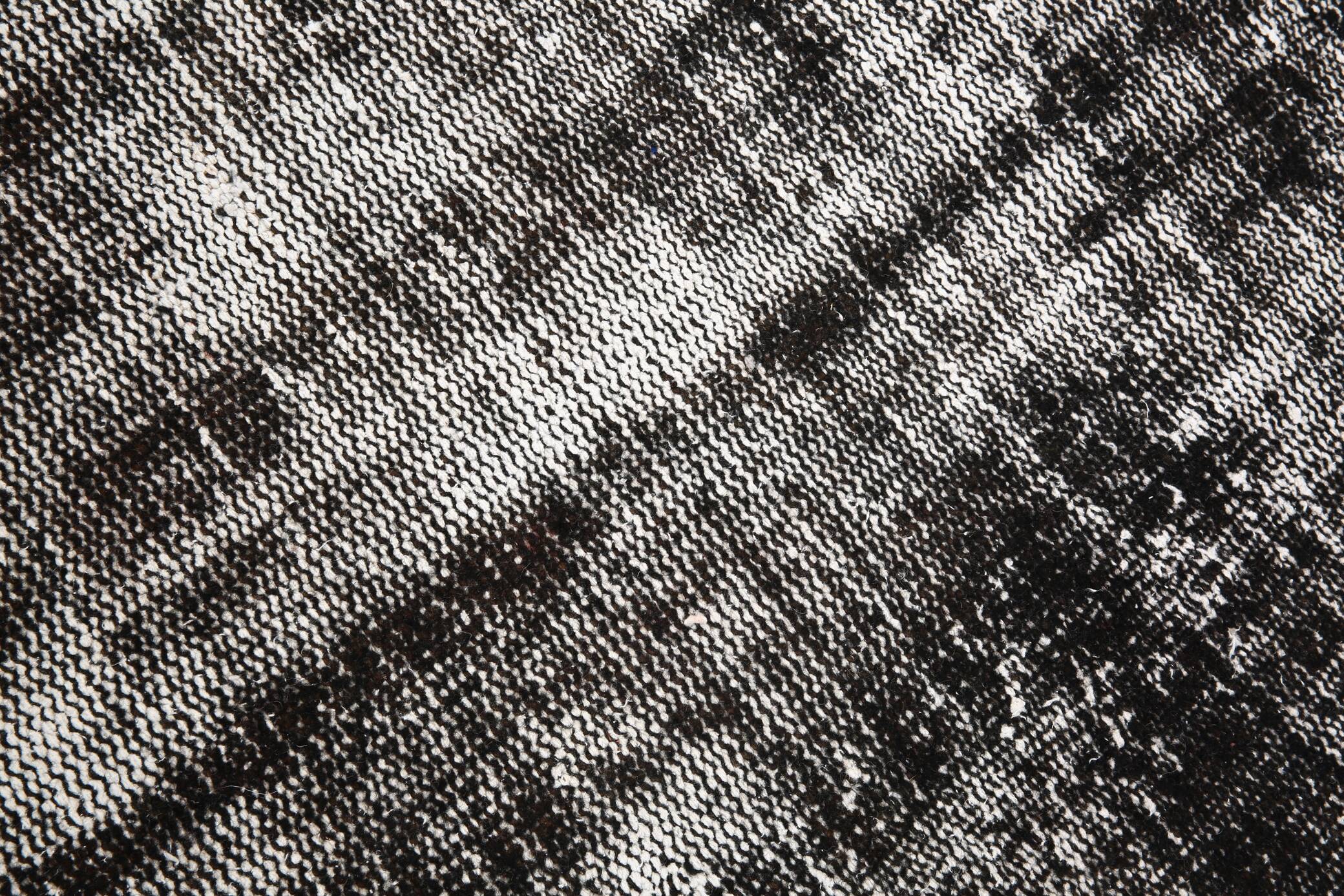 3x9 Shabby Chic Black Gray Turkish Runner Rug, 90x277Cm