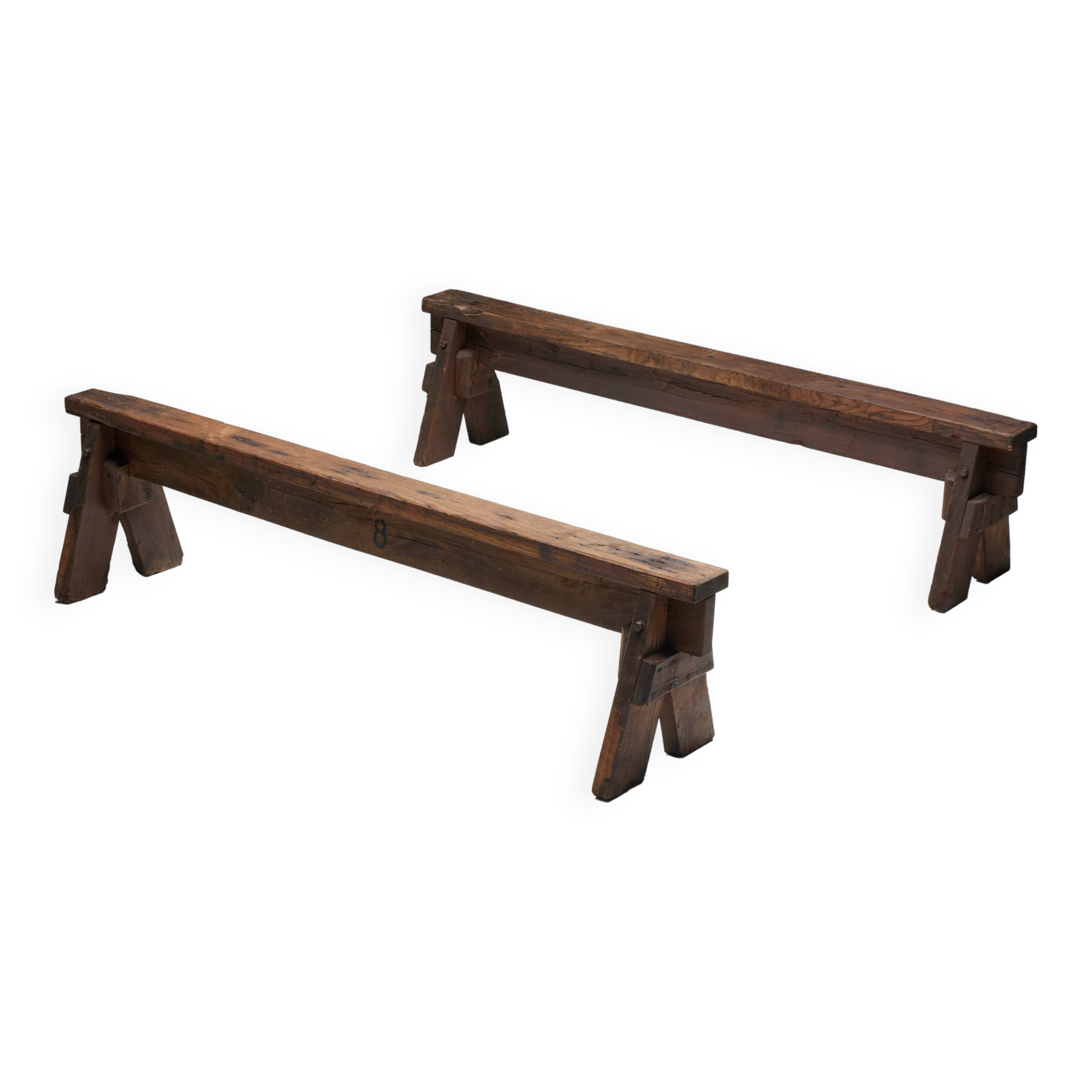 Brutalist Folk Art Benches, France, 19th Century