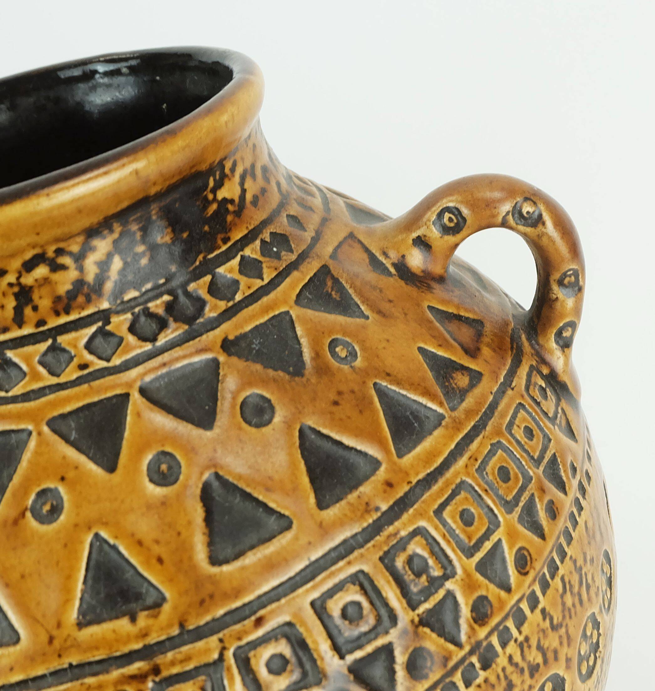 Large mid century modern ceramic vase abstract decor 1960s 70s