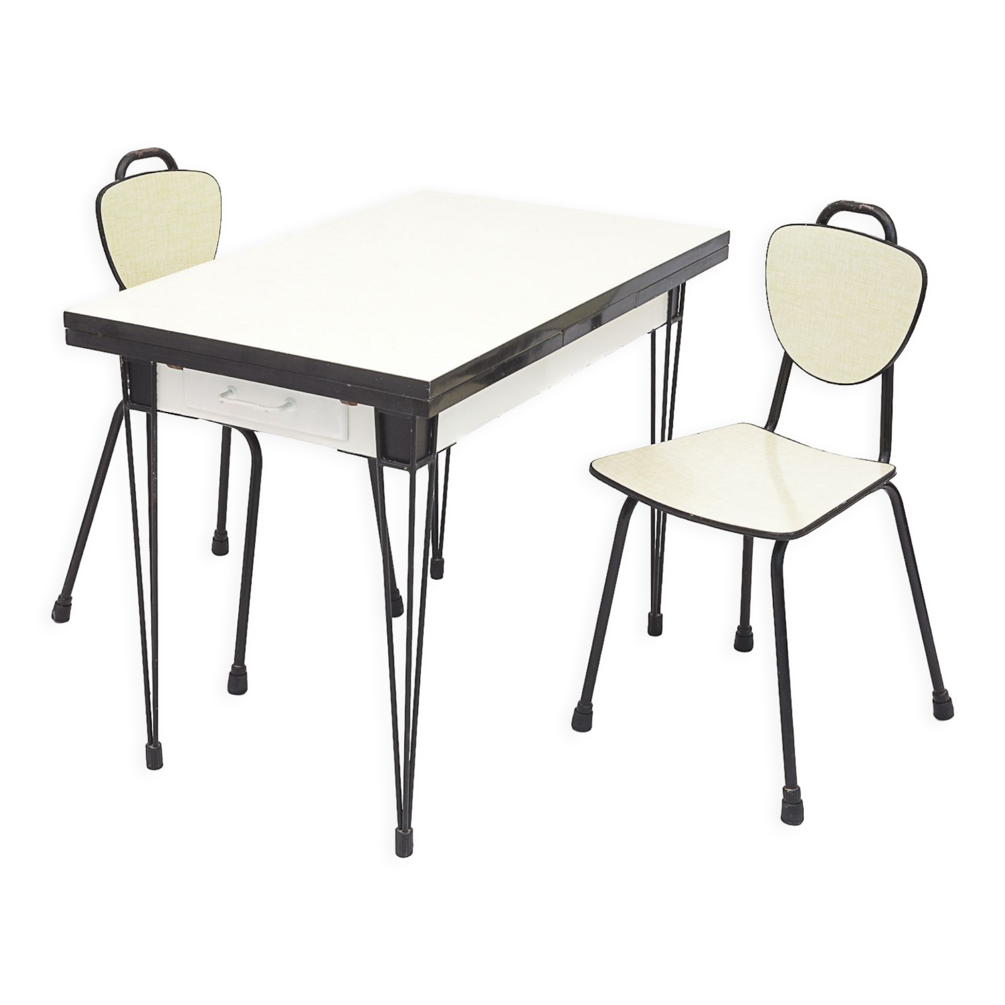 Set table and 2 chairs, formica, 1960